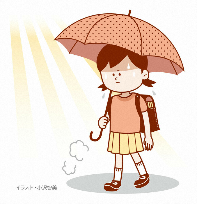 日傘を差した小学生