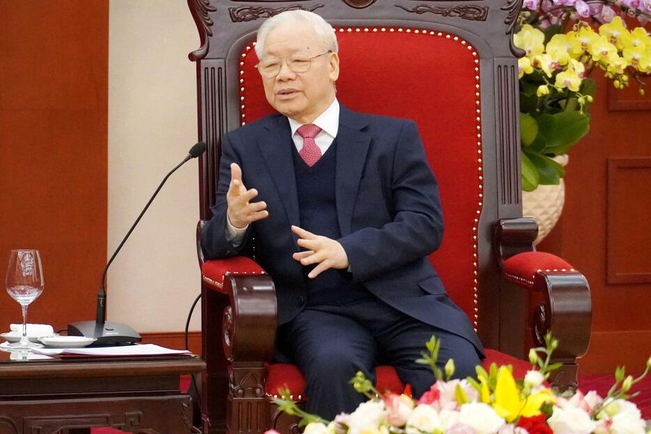ベトナムのグエン・フー・チョン共産党書記長＝2023年12月、首都ハノイ（共同）