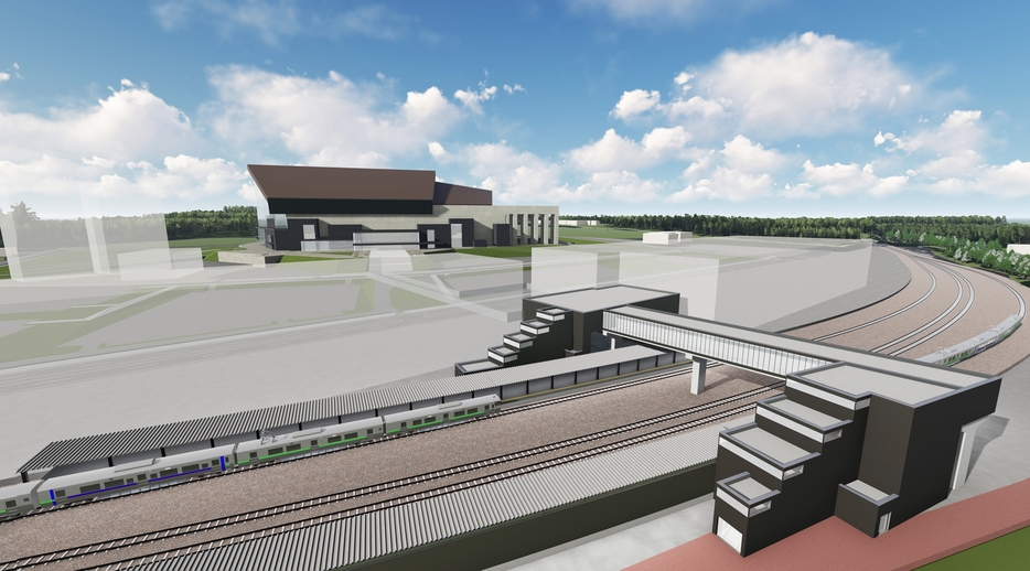 新球場を核とする「北海道ボールパークFビレッジ」隣接地に整備するJR新駅のイメージ（JR北海道提供）