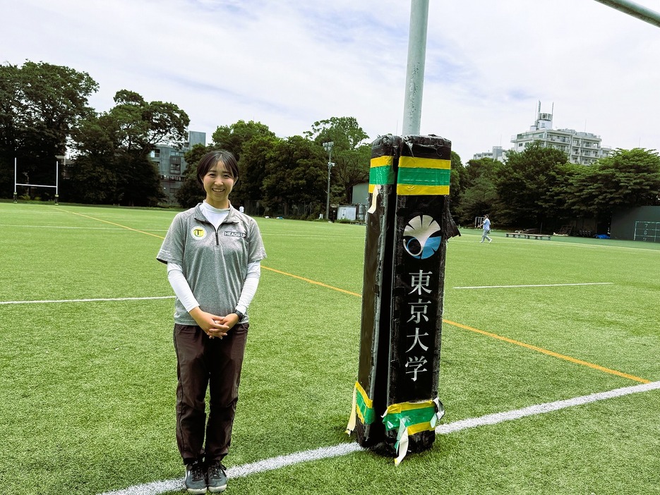 スタッフとして東大ラグビー部を支える佐々木凜さん。法学部に学ぶ4年生（撮影：渡邊隆）