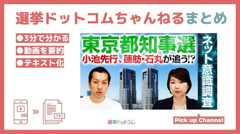 【東京都知事選2024】告示前ネット意識調査結果を発表！支持政党別、年代別の支持状況は？