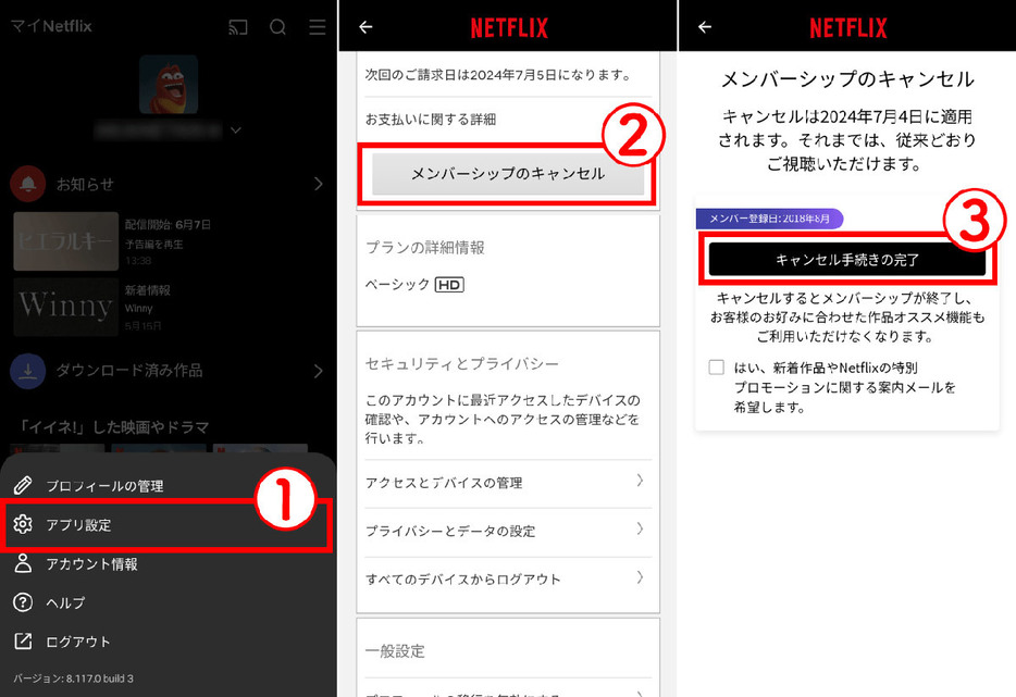 Netflixの解約方法