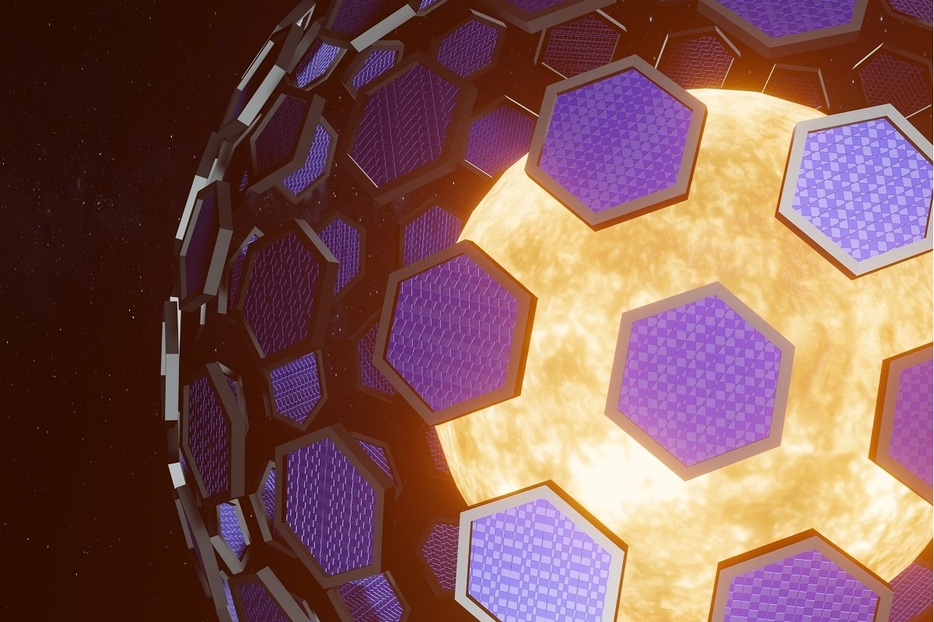 恒星を包み込み、そのエネルギーの大部分を取り込む超巨大構造物「ダイソン球」の想像図（Getty Images)