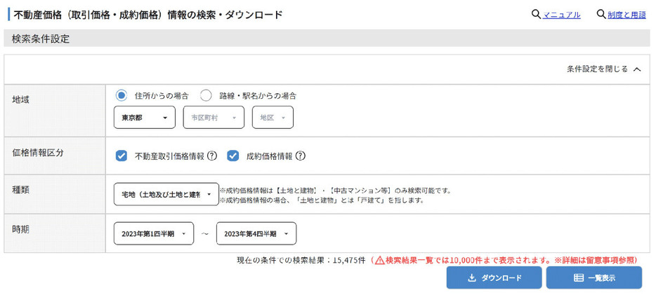 【不動産価格】「不動産情報ライブラリ」の使い方2