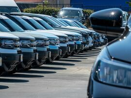 <p>Vehicles for sale at a dealership in Richmond, California, June 21, 2024. </p>