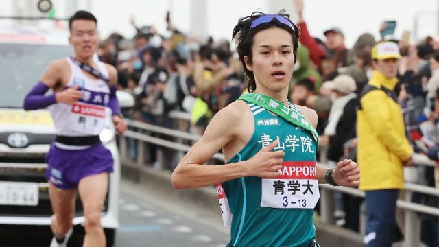 今年1月の箱根駅伝3区で快走をみせた青山学院大学の太田蒼生選手(写真：日刊スポーツ/アフロ)