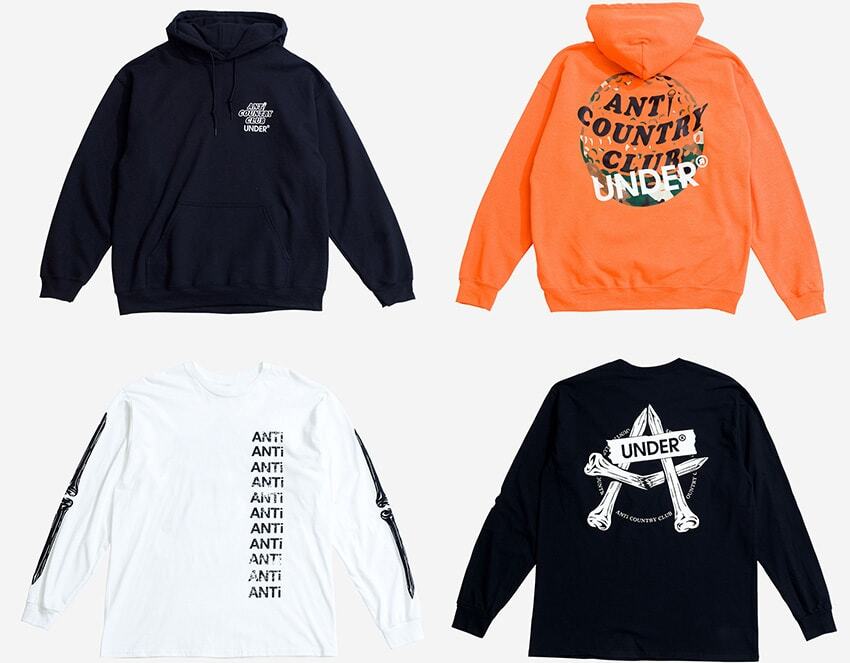 ANTi COUNTRY CLUB TOKYO × UNDER R HOODIE 2万900円、L/S T-SHIRT 1万2100円／ロンハーマン