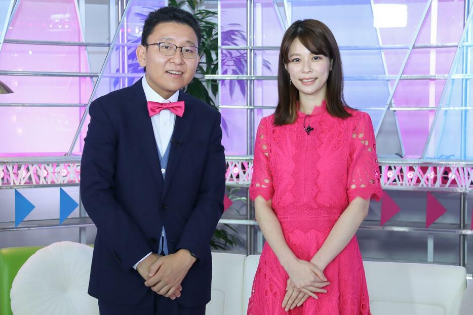 フジテレビの新番組「Lady Go」に出演する上垣皓太朗アナウンサー（左）、鈴木唯アナウンサー