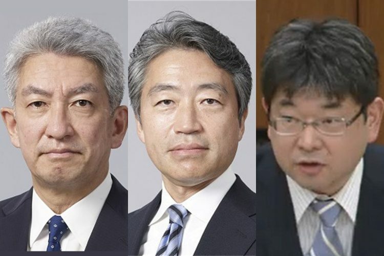 財務省の思惑は（左から寺岡光博・総括審議官、新川浩嗣・事務次官、藤崎雄二郎・官房審議官／時事通信フォト）