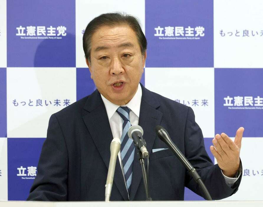 立憲民主党の野田佳彦代表＝1日午前、国会内（春名中撮影）