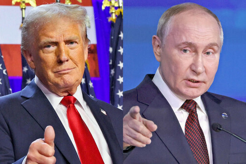 米国のトランプ次期大統領（左）とロシアのプーチン大統領＝いずれもロイター