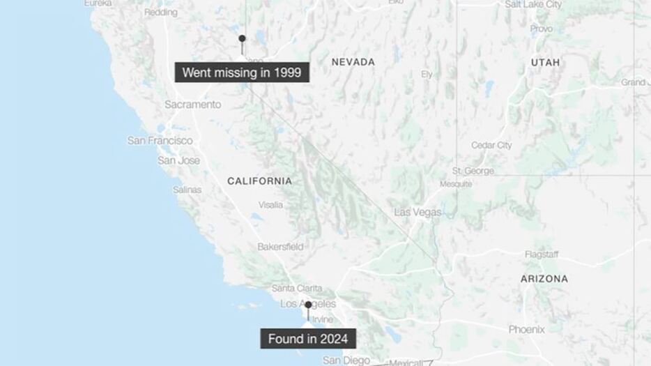 米カリフォルニア州で１９９９年に行方不明になった男性が、２５年ぶりに発見された