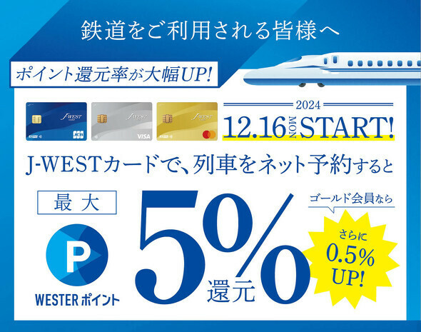 J-WESTカードを使うとWESTERポイント還元率が5％に