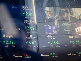 The Nasdaq MarketSite in New York on Nov. 6. Photographer: Michael Nagle/Bloomberg