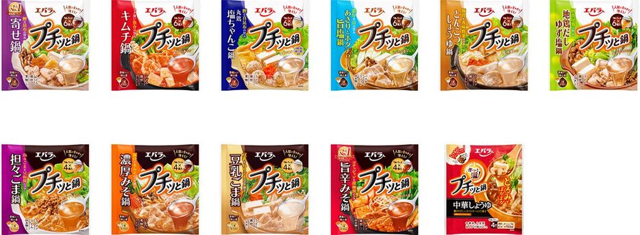 「プチッと鍋」のラインナップ（画像＝エバラ食品工業プレスリリースより）