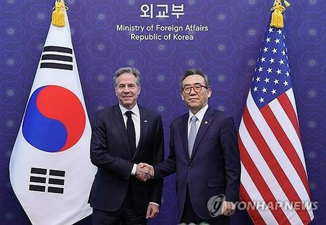 韓国の趙兌烈・外交部長官（右）と米国のブリンケン国務長官（資料写真）＝（聯合ニュース）