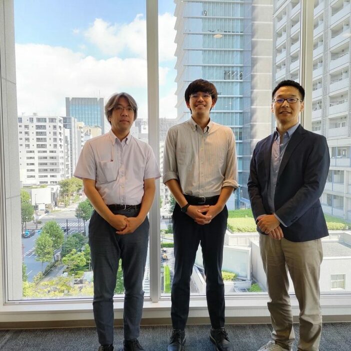 建設技術研究所の実証実験チーム　左から小澤剛さん、辻哲也さん、矢神卓也さん