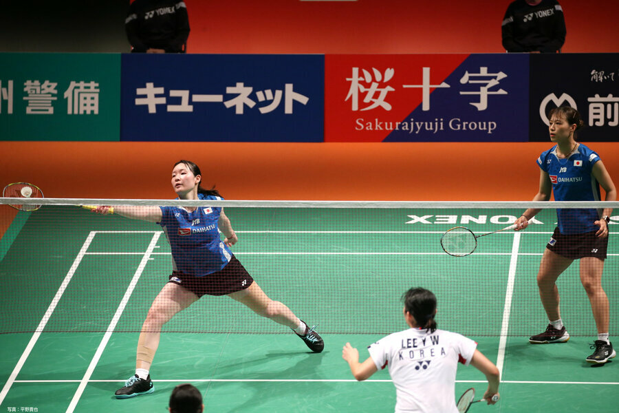 決勝に進出した女子ダブルスの福島／松本ペア