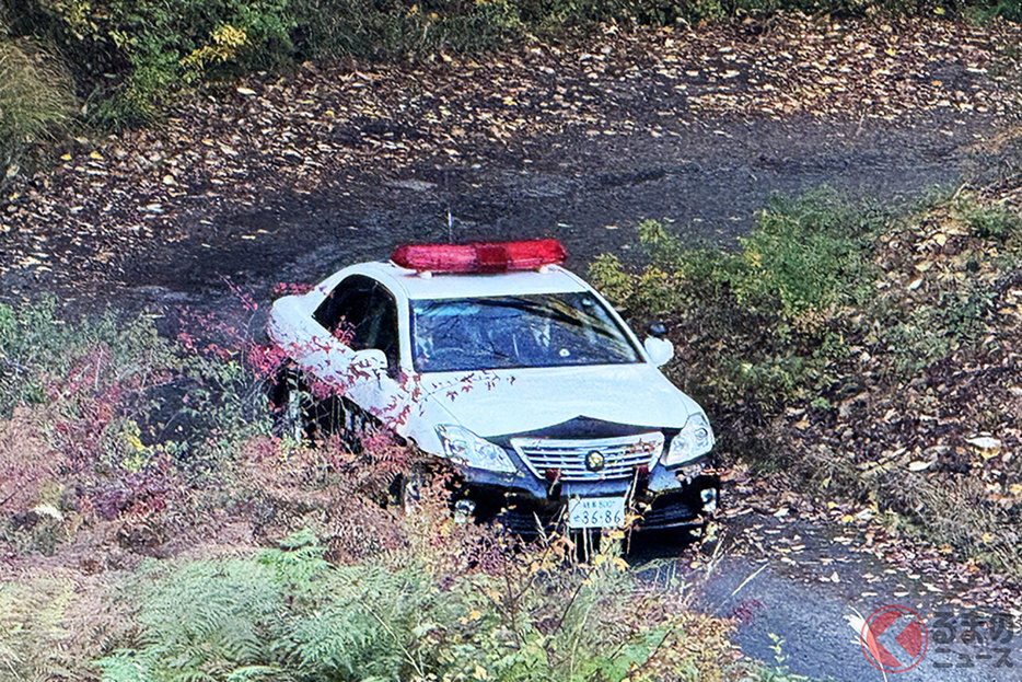 恵那SSでは開始前にパトカーがコースチェックを行っていた