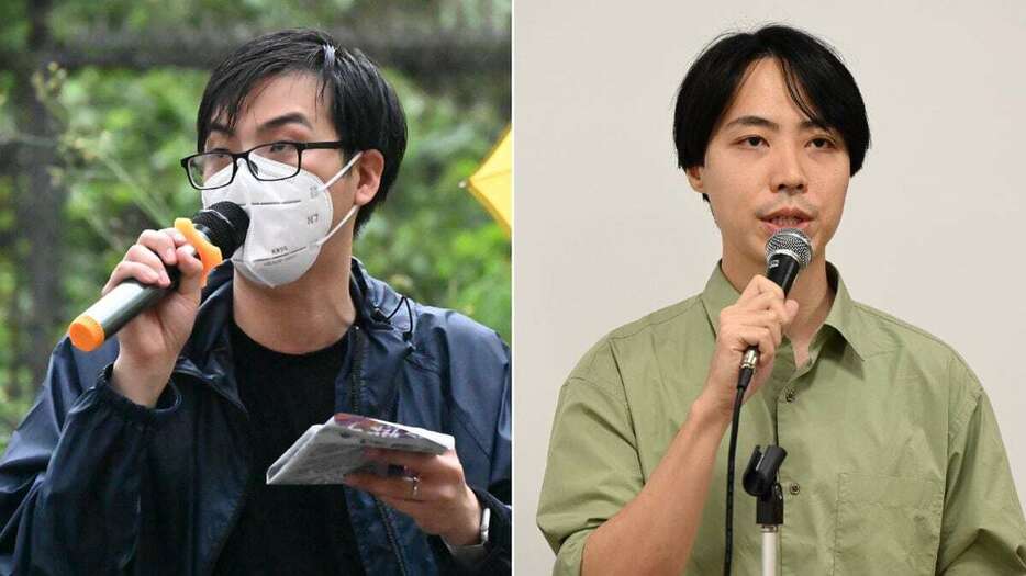 香港出身の民主活動家、葉錦龍氏（左）と李伊東氏（奥原慎平撮影）