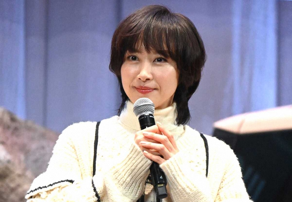 発表会に登壇した山口もえ（撮影・小渕　日向子）