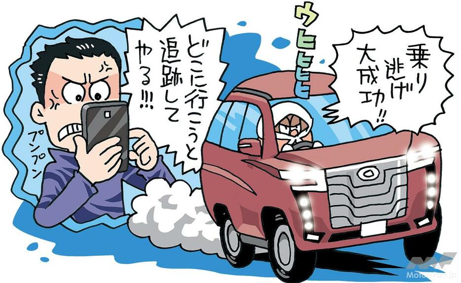 奮戦むなしく不意に愛車が持ち去られてしまっても、まだ取り返す余地はある。コワいのは所在不明の状況。在処さえつかめれば奪還も不可能ではない。追跡デバイスは、こういったシーンで最後の寄る辺となる。