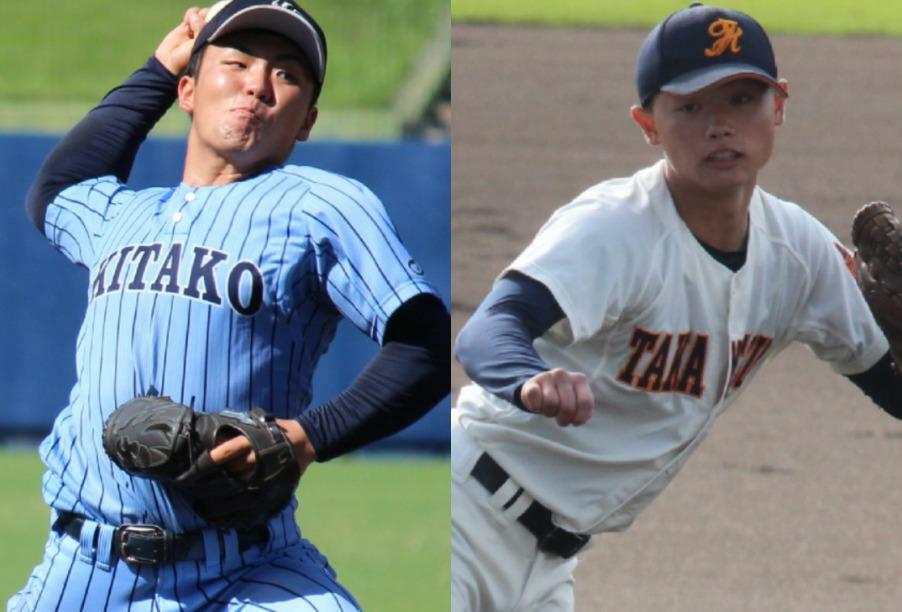 高松東・森井 銀冴投手（右）と徳島北・赤澤 悠哉投手（左）