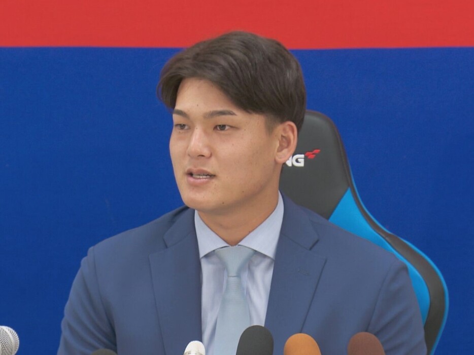 契約更改した石川昂弥選手 2024年11月26日午後1時過ぎ