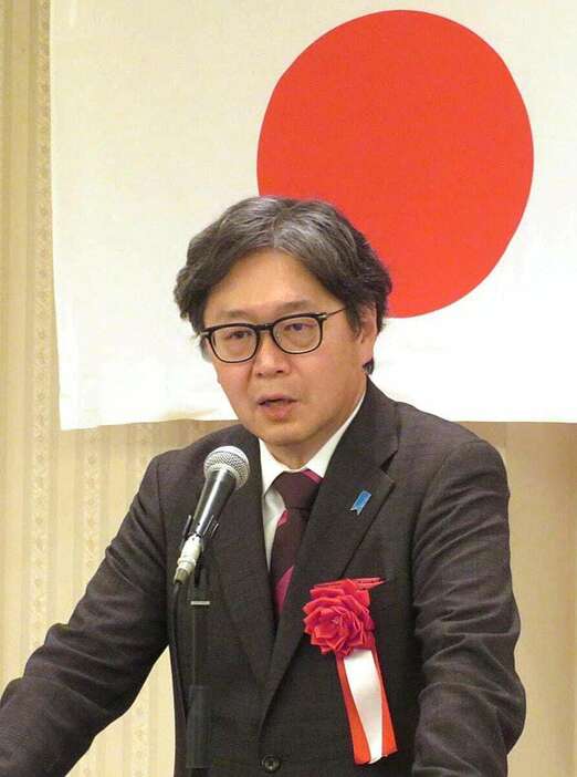 広島「正論」友の会で講演する江崎道朗氏＝7日、広島市中区のリーガロイヤルホテル広島