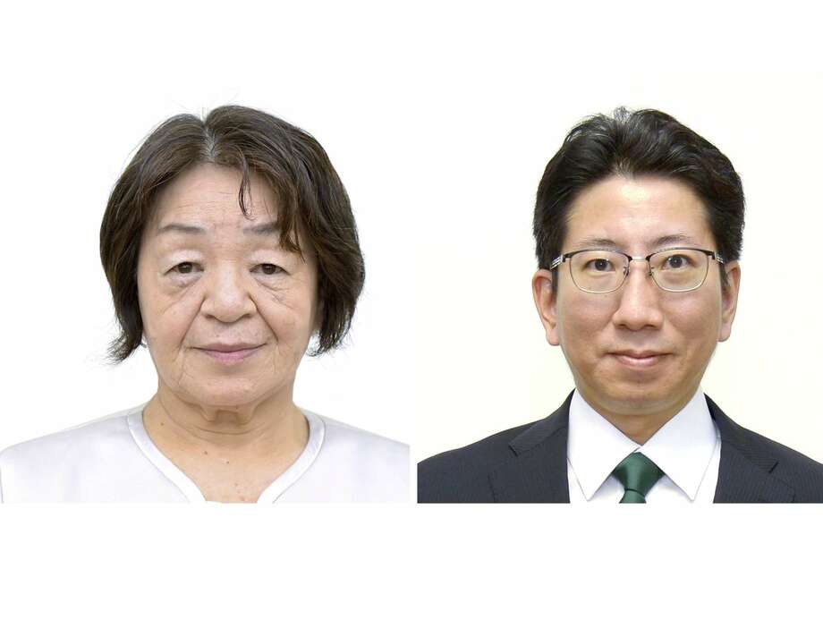 鹿児島市長選に立候補した桂田美智子氏と下鶴隆央氏（左から届け出順）