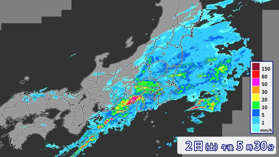 雨雲の様子(2日(土)17時30分)