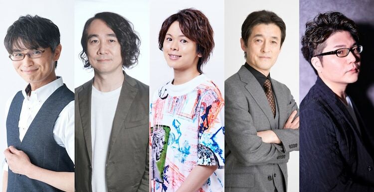 左から石井真、浜田賢二、村瀬歩、宮本充、櫻井トオル。