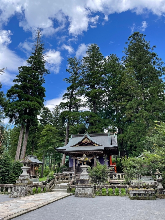 杉の大木に囲まれ、ひっそりとたたずむ宇奈岐日女神社