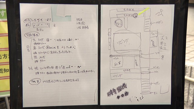 防犯講習会で紹介された窃盗犯から押収したメモ