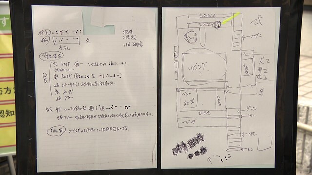 防犯講習会で紹介された窃盗犯から押収したメモ