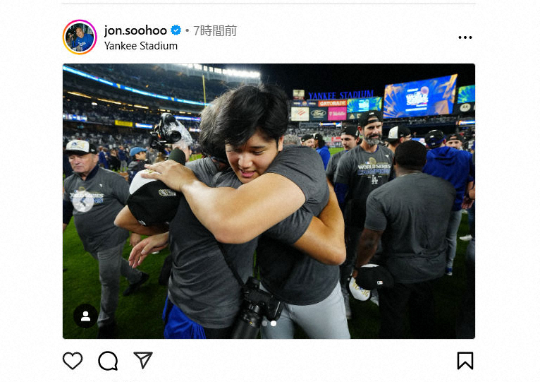 ドジャースの公式カメラマン、ジョン・スーフー氏のインスタグラム（@jon.soohoo）から