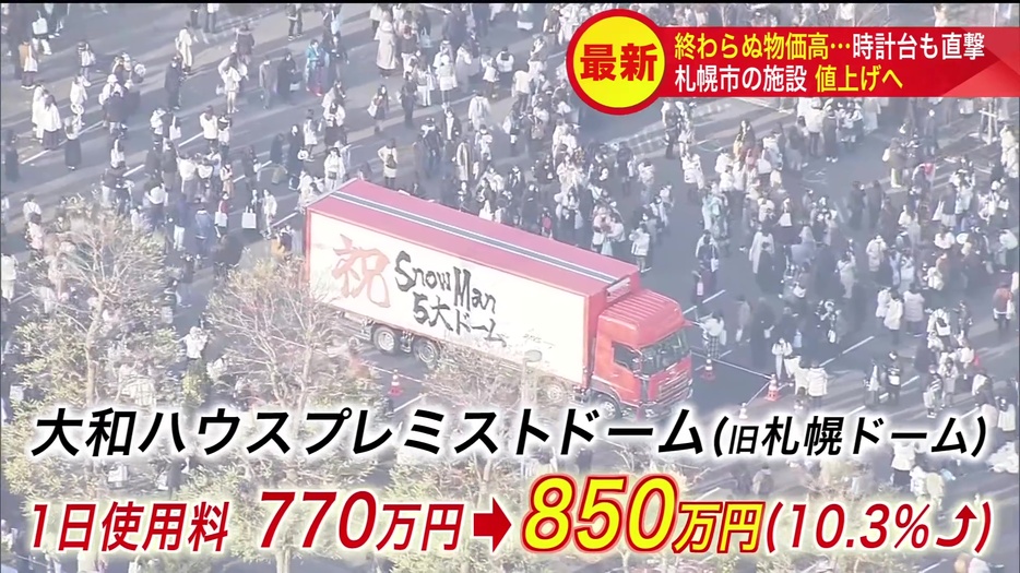 大和ハウスプレミストドームの使用料も値上げ