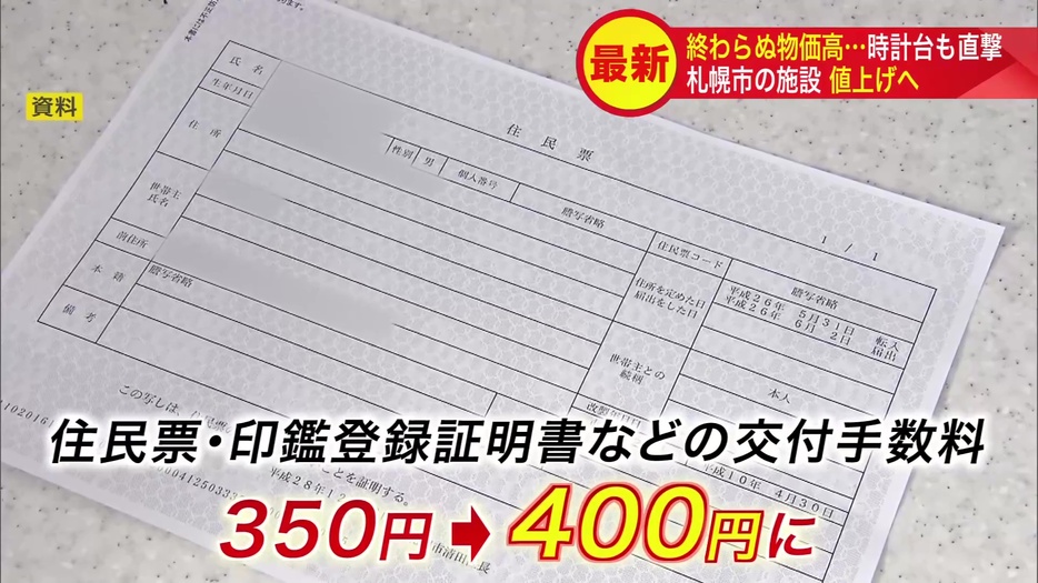 住民票などの交付手数料は1通350円が400円に