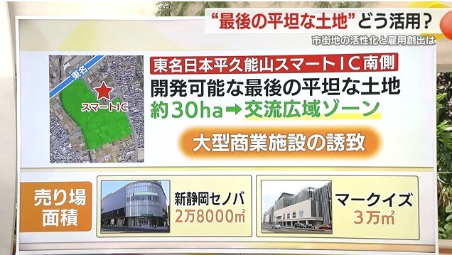 市内の大型商業施設の売り場面積