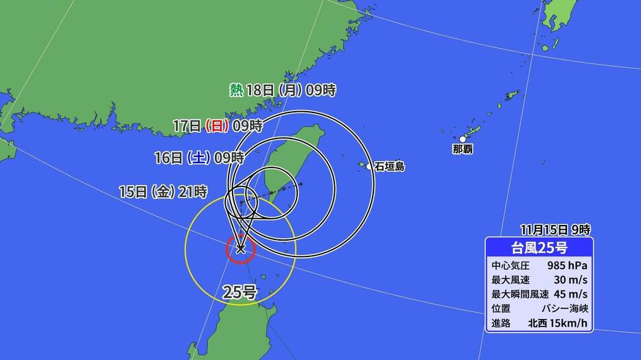 台風25号の進路予想