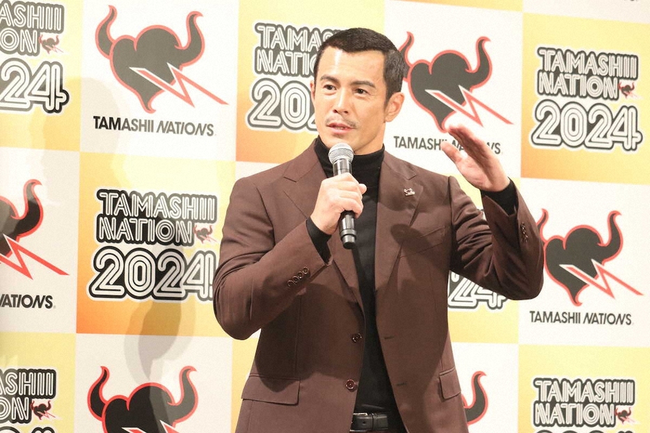 「TAMASHII　NATION　2024」オープニングセレモニーに登壇した伊藤英明（撮影・菊地一）