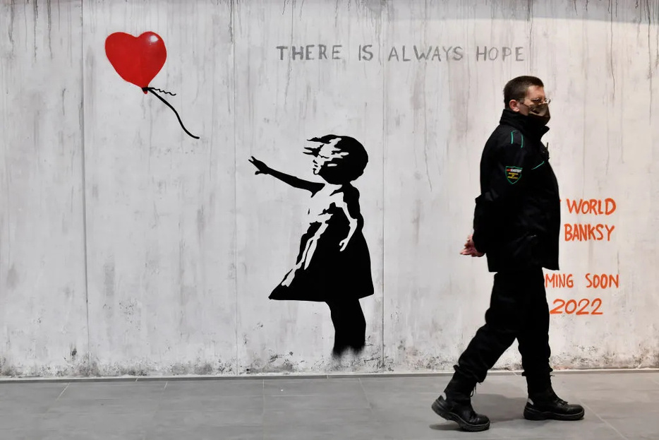 イタリア・トリノのポルタ・ヌオーヴァ駅で開催された「The World of Banksy」展。