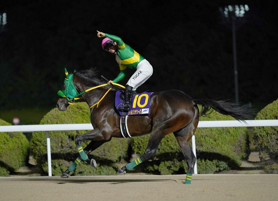 JBCクラシックを優勝したウィルソンテソーロと川田将雅騎手＝佐賀競馬場（撮影・岩川晋也）