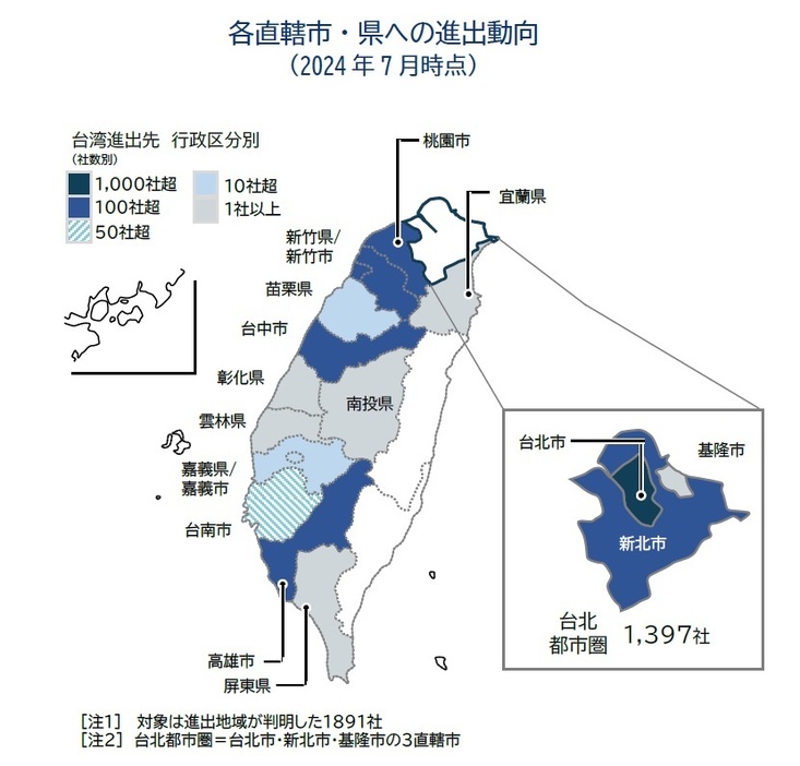 各直轄市・県への進出動向 （2024年7月時点）