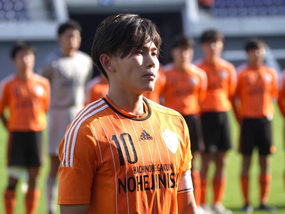 八戸学院野辺地西高の絶対的キャプテン、FW堀田一希(3年=ヴァンラーレ八戸FC U-15出身)(Masashi TSUCHIYA)