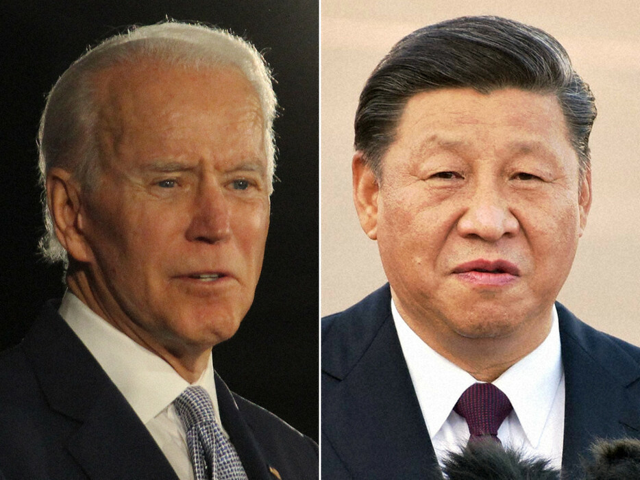 米国のバイデン大統領（左）と中国の習近平国家主席＝高本耕太、福岡静哉撮影