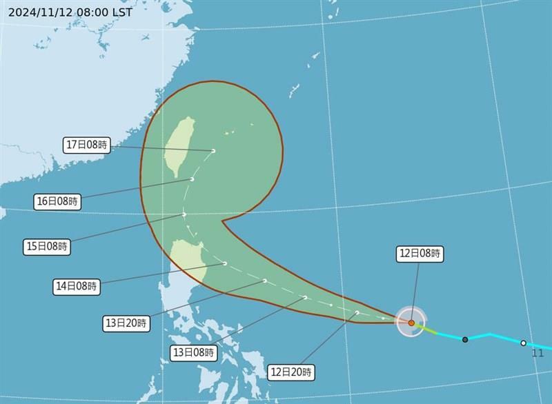 台風25号の進路の予想図（中央気象署提供）