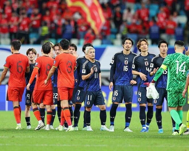 中国に３－１で快勝した森保ジャパン。写真：梅月智史（サッカーダイジェスト写真部／現地特派）