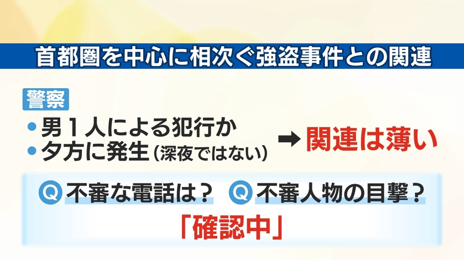 首都圏を中心に相次ぐ強盗事件との関連