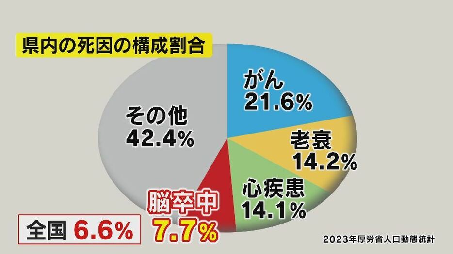 長野県内の死因の構成割合（2023年厚労省人口動態統計）